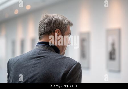 Munich, Allemagne. 14th mars 2023. Markus Söder, premier ministre de Bavière (CSU), descend le hall de la Chancellerie d'État jusqu'à la réunion du cabinet bavarois. Credit: Peter Kneffel/dpa/Alay Live News Banque D'Images