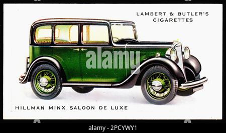 Hillman Minx Motor car 1934 - carte de voiture ancienne à cigarettes Banque D'Images