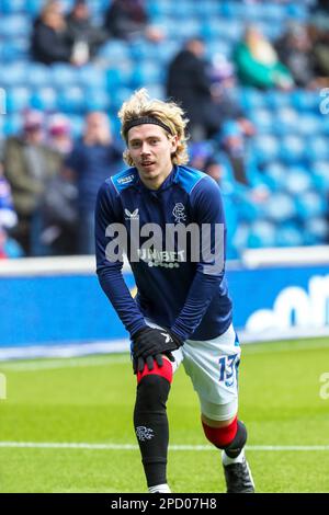 Todd Cantwell, joueur de football professionnel, photographié lors d'une séance d'entraînement pour le FC Rangers à Ibrox, Glasgow, Écosse, Royaume-Uni Banque D'Images