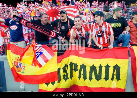 Atlético de Madrid fans de football. Frente Atlético. Stade Fútbol Club de Barcelone. Barcelone, catalogne, espagne Banque D'Images