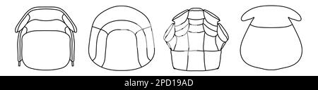 Concept ou ensemble conceptuel ou collection de fauteuils de différentes perspectives isolés sur blanc. 3d illustration comme métahor pour l'architecture et Banque D'Images