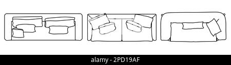 Concept ou ensemble conceptuel ou collection de canapés causeuses de différentes perspectives sur blanc. 3d illustration en tant que métahor pour l'architecture et dans Banque D'Images