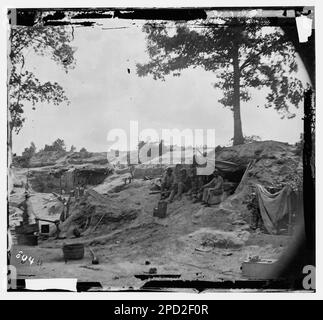 Petersburg, Virginie. Vue rapprochée de l'épreuve des bombardements dans la ligne d'avance. Photographies de guerre civile, 1861-1865 . États-Unis, Histoire, Guerre civile, 1861-1865. Banque D'Images