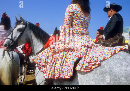 Pèlerins à Punta de Malandar, Romeria del Rocio, pèlerins en chemin à travers le Parc National de Doñana, pèlerinage de Sanlúcar de Barrameda brotherh Banque D'Images