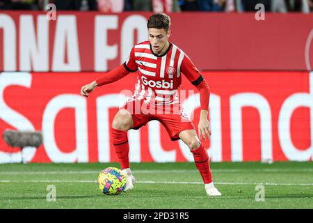 Rodrigo Riquelme de Girona FC en action pendant le match de la Liga Santander entre Girona FC et Atletico de Madrid à Estadio Municipal Montilivi à Gérone, Espagne. (Crédit : David Ramirez) Banque D'Images