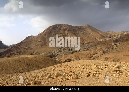 Vue sur le paysage de grès de Reis al Fed, Wadi Feid, Jordanie, Moyen-Orient Banque D'Images