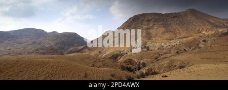 Vue sur le paysage de grès de Reis al Fed, Wadi Feid, Jordanie, Moyen-Orient Banque D'Images