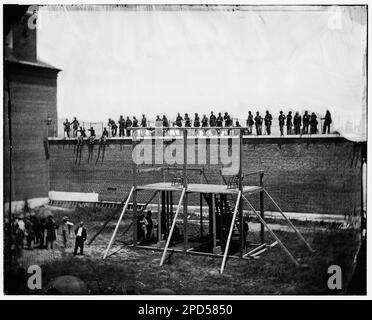 Washington, District de Columbia. Exécution des conspirateurs : vue de l'échafaudage. Photographies de guerre civile, 1861-1865 . États-Unis, Histoire, Guerre civile, 1861-1865. Banque D'Images