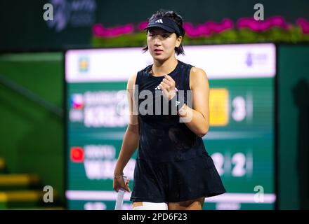 Xinyu Wang de Chine en action lors du troisième tour de l'Open BNP Paribas 2023, tournoi de tennis WTA 1000 sur 12 mars 2023 à Indian Wells, Etats-Unis - photo: Rob Prange/DPPI/LiveMedia Banque D'Images