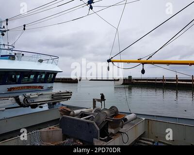 Superstructure d'un couteau à coquillages dans le port de Hörnum sur l'île de Sylt, Allemagne Banque D'Images