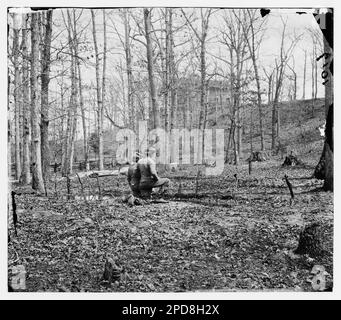 Bull Run, Virginie (environs). L'église de Sudley à travers les arbres. Photographies de guerre civile, 1861-1865 . États-Unis, Histoire, Guerre civile, 1861-1865. Banque D'Images