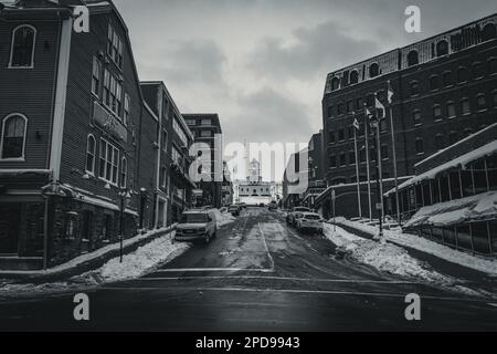 Horloge de la ville de Halifax située au bas de la colline de la citadelle, au sommet de la rue Carmichael Banque D'Images