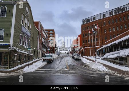 Horloge de la ville de Halifax située au bas de la colline de la citadelle, au sommet de la rue Carmichael Banque D'Images