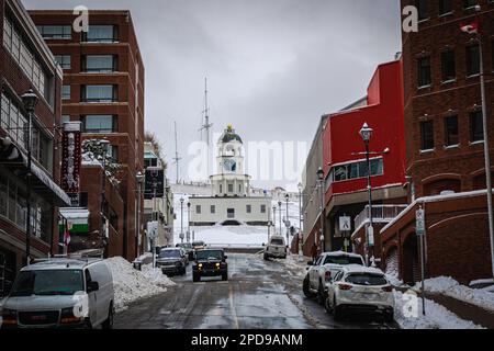 Horloge de la ville de Halifax située au bas de la colline de la citadelle, au sommet de la rue Carmichael Banque D'Images