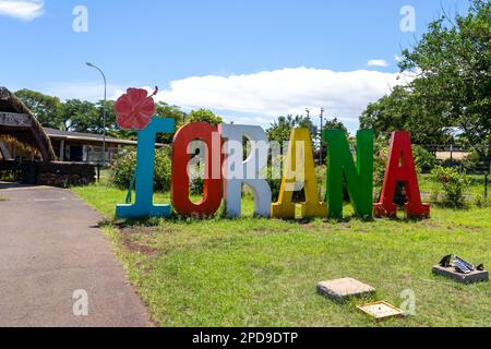 Île de Pâques, Chili - 6 mars 2023 : signe de l'IRANA à l'aéroport international de Mataveri sur l'île de Pâques (Rapa Nui) au Chili. Banque D'Images