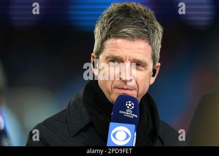 Noel Gallagher s'est exprimé auprès de CBS avant la manche de la Ligue des champions de l'UEFA lors du match de la deuxième manche de l'Etihad Stadium, Manchester. Date de la photo: Mardi 14 mars 2023. Banque D'Images