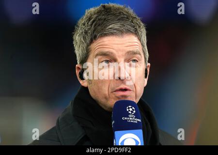 Noel Gallagher s'est exprimé auprès de CBS avant la manche de la Ligue des champions de l'UEFA lors du match de la deuxième manche de l'Etihad Stadium, Manchester. Date de la photo: Mardi 14 mars 2023. Banque D'Images