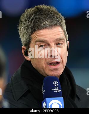 Noel Gallagher s'est exprimé auprès de CBS avant la manche de la Ligue des champions de l'UEFA lors du match de la deuxième manche de l'Etihad Stadium, Manchester. Date de la photo: Mardi 14 mars 2023. Banque D'Images