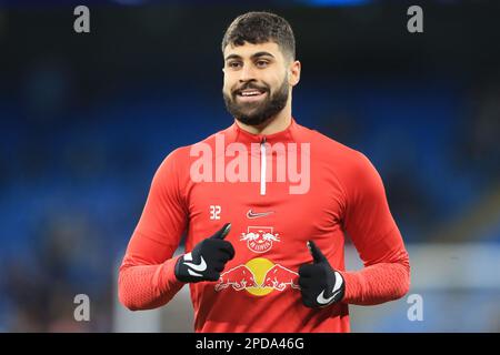 Manchester, Royaume-Uni. 14th mars 2023. Football: Ligue des Champions, Manchester City - RB Leipzig, knock out round, Round de 16, deuxième étape au stade Etihad, le stade Josko Gvardiol de Leipzig se réchauffe. Credit: Parnaby Lindsey/dpa/Alamy Live News Banque D'Images