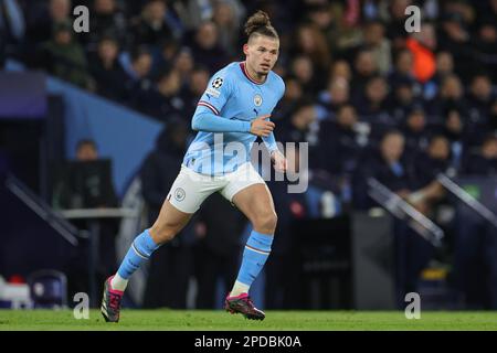 Manchester, Royaume-Uni. 14th mars 2023. Kalvin Phillips n°4 de Manchester Citylors du tour de l'UEFA Champions League de 16 Manchester City contre RB Leipzig au Etihad Stadium, Manchester, Royaume-Uni, 14th mars 2023 (photo de Mark Cosgrove/News Images) crédit: News Images LTD/Alay Live News Banque D'Images