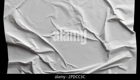 Gros plan de papier blanc froissé sur fond noir Banque D'Images