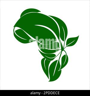 Logo écologique, forme africaine avec feuilles vertes Banque D'Images