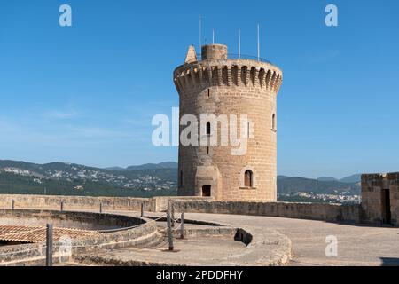 Vue intérieure sur le château de Bellver à Palma de Majorque - Espagne. Banque D'Images