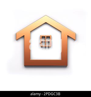 Immobilier Maison en bronze icône logo. 3D illustration du rendu Banque D'Images