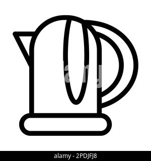 Bouilloire électrique Vector Thick Line, icône pour usage personnel et commercial. Banque D'Images