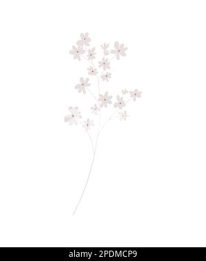Toron rose délicat peint à la main avec de petites fleurs Illustration de Vecteur