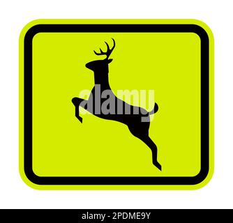 Panneau Deer Crossing sur fond blanc Illustration de Vecteur