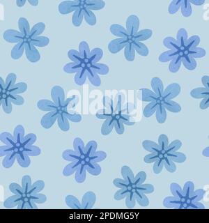 Motif fleuri bleu printemps sans coutures. Imprimé fleuri raster sur toute la surface. Jolies fleurs texturées sur fond bleu Banque D'Images