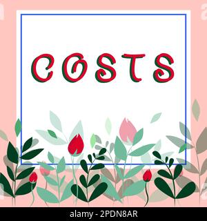 Coût de l'écriture manuelle des affiches. Concept Internet dépenses montant qui doit être payé dépenses pour acheter obtenir quelque chose Banque D'Images