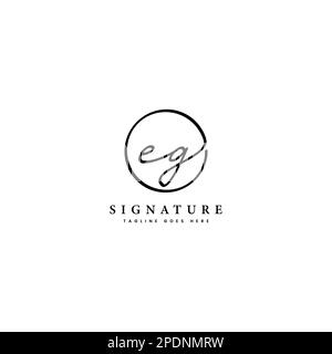 E, G, EG lettre initiale manuscrite et logo vectoriel de signature. Modèle d'entreprise en dessin au trait de forme ronde Illustration de Vecteur