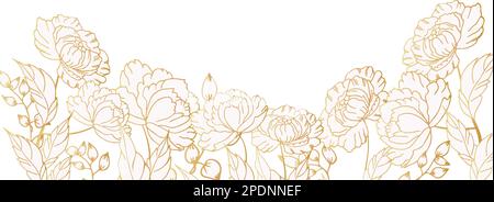 Une belle branche en fleurs, richement décorée avec des fleurs, des bourgeons et des feuilles. Dessin à la main. Illustration de Vecteur