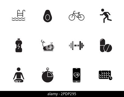 icônes de vecteur de silhouette de forme physique Illustration de Vecteur