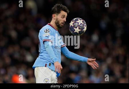 Manchester, Royaume-Uni. 14th mars 2023. Bernardo Silva de Manchester City lors du match de la Ligue des champions de l'UEFA au Etihad Stadium, Manchester. Le crédit photo devrait se lire: Andrew Yates/Sportimage crédit: Sportimage/Alay Live News Banque D'Images