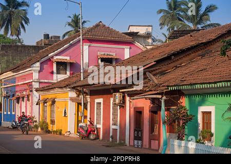 Maisons colorées Fontainhas Panjim Goa Inde Mala Banque D'Images