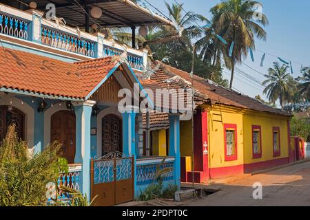 Maisons colorées Fontainhas Panjim Goa Inde Mala Banque D'Images