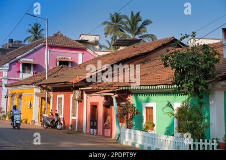 Maisons colorées Fontainhas Panjim Goa Inde Mala Banque D'Images