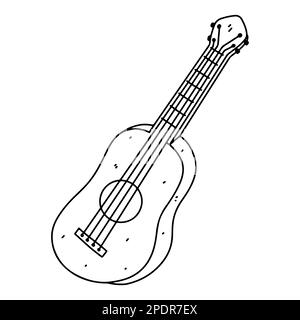 Guitare en style doodle dessiné à la main. Illustration vectorielle. Illustration vectorielle isolée sur fond blanc Illustration de Vecteur