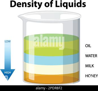 Densité de liquides illustration de l'expérience scientifique Illustration de Vecteur