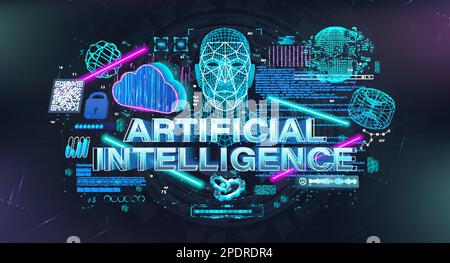 Bannière de concept de réseau neuronal et d'intelligence artificielle Illustration de Vecteur