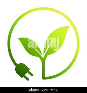 fiche électrique écologique avec feuilles icône vecteur économiser l'énergie avec la fiche électrique écologie concept pour la conception graphique, logo, site web, médias sociaux, mobil Illustration de Vecteur