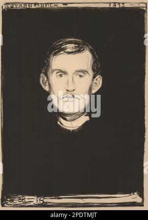 Autoportrait avec bras squelette 1895 par Edvard Munch Banque D'Images