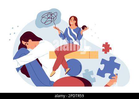Concept plat de santé mentale avec symboles abstraits de psychologie illustration vectorielle Illustration de Vecteur