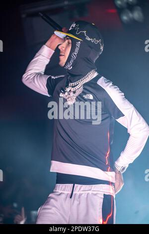 Le chanteur italien de rap/hip hop Shiva lors du concert Milano Demons ...