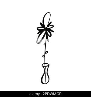 Ensemble de trois brindilles à fleurs violettes broché avec un ruban adhésif Illustration de Vecteur