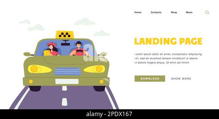 Chauffeur de taxi qui prend le passager jusqu'à destination Illustration de Vecteur