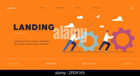 Travail d'équipe de personnes minuscules avec des engrenages et des roues dentées Illustration de Vecteur